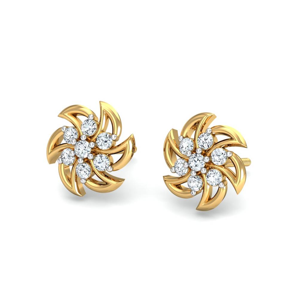 KuberBox 18K Yellow Gold Rueda Stud Earrings