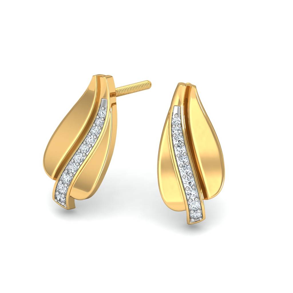 KuberBox 18K Yellow Gold Dilac Stud Earrings