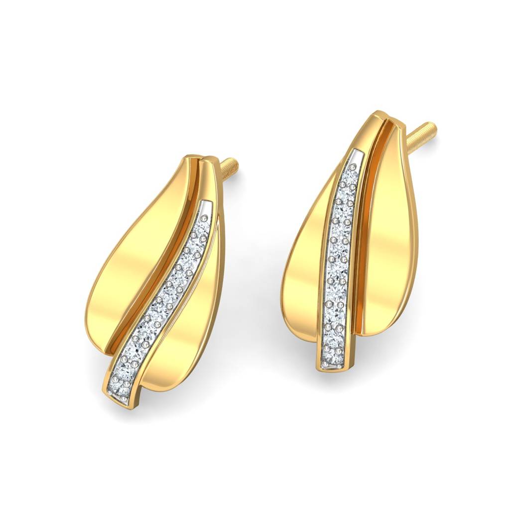 KuberBox 18K Yellow Gold Dilac Stud Earrings