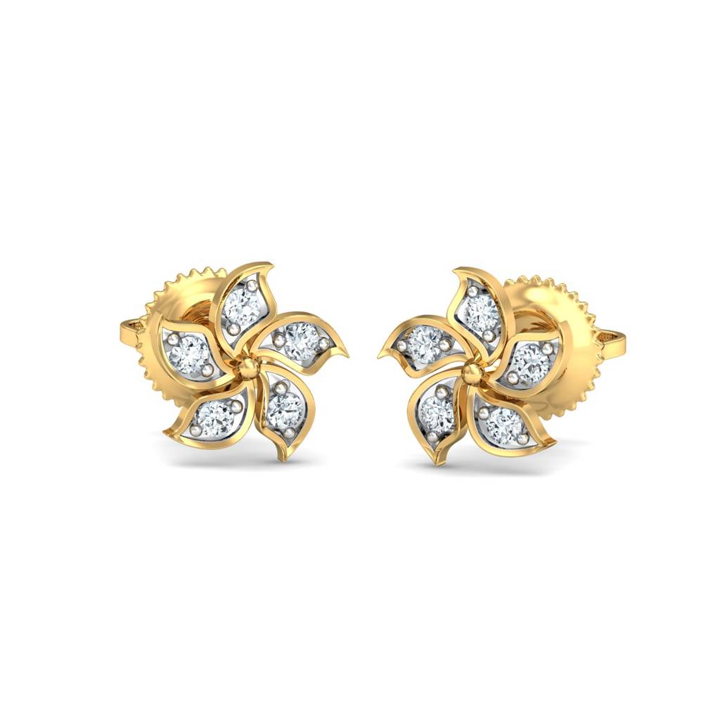 KuberBox 18K Yellow Gold Blossom Petals Earrings