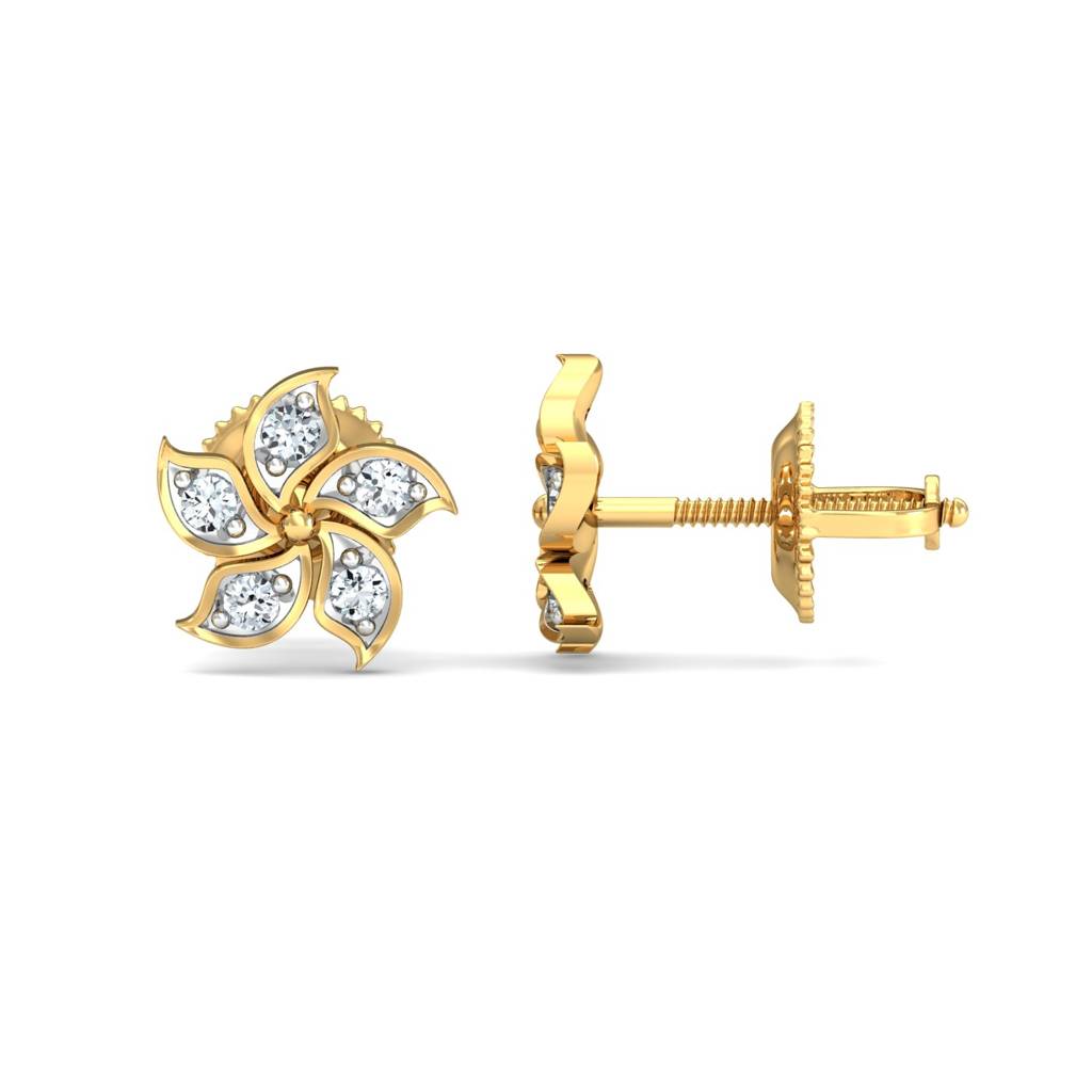 KuberBox 18K Yellow Gold Blossom Petals Earrings