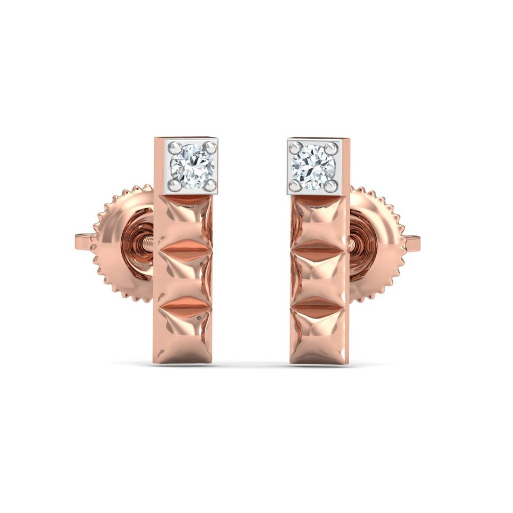 KuberBox 18K Rose Gold Chocolate Bar Earrings