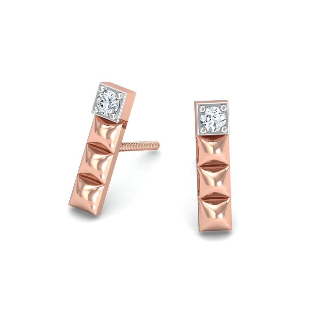 KuberBox 18K Rose Gold Chocolate Bar Earrings