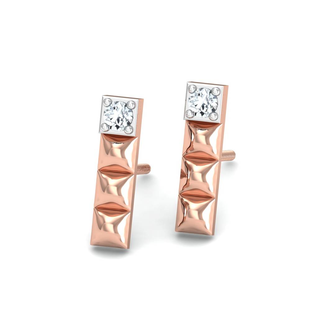 KuberBox 18K Rose Gold Chocolate Bar Earrings