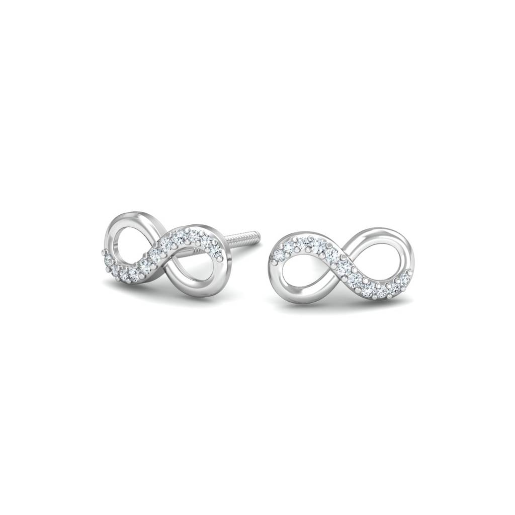 KuberBox 18K White Gold Tiniest Infinity Earrings