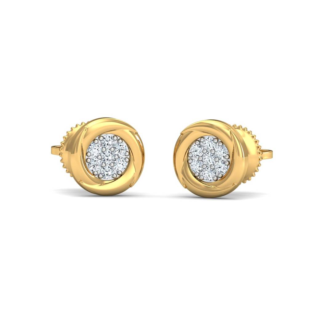 KuberBox 18K Yellow Gold Whirlpool Stud Earrings