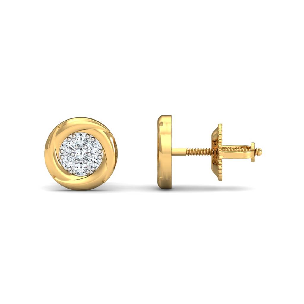 KuberBox 18K Yellow Gold Whirlpool Stud Earrings