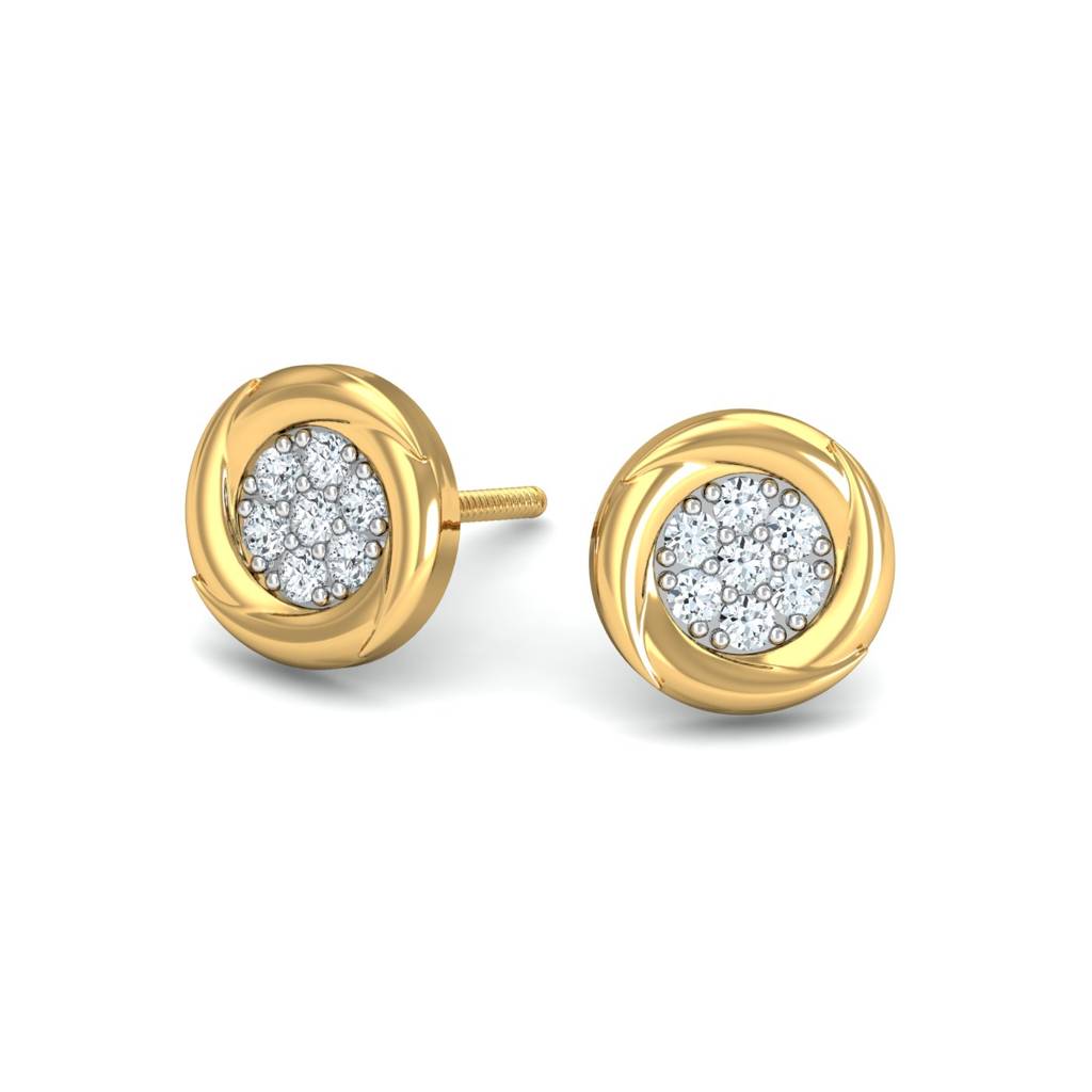 KuberBox 18K Yellow Gold Whirlpool Stud Earrings