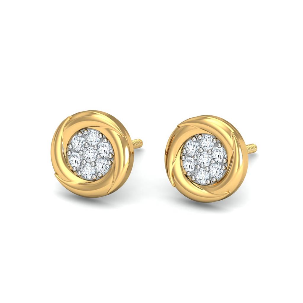 KuberBox 18K Yellow Gold Whirlpool Stud Earrings