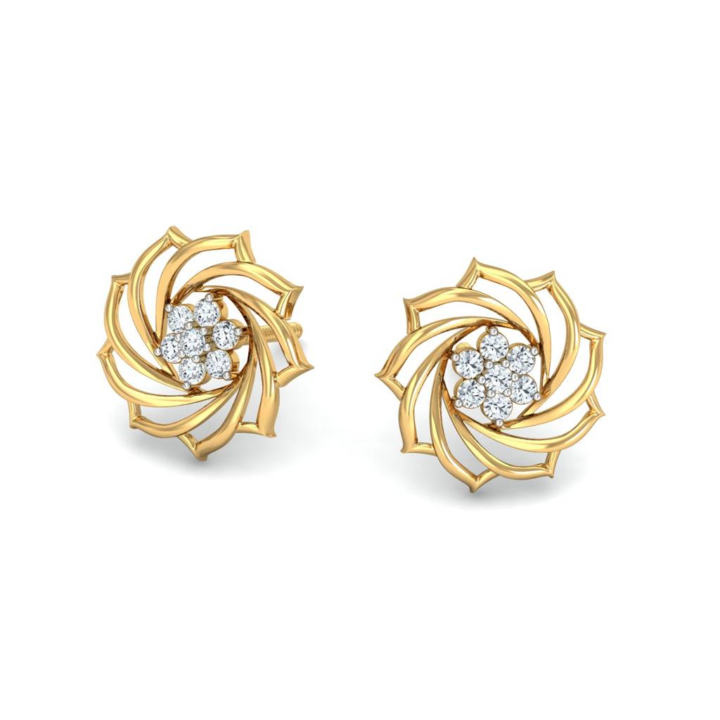 KuberBox 18K Yellow Gold Suzy Motif Stud Earrings