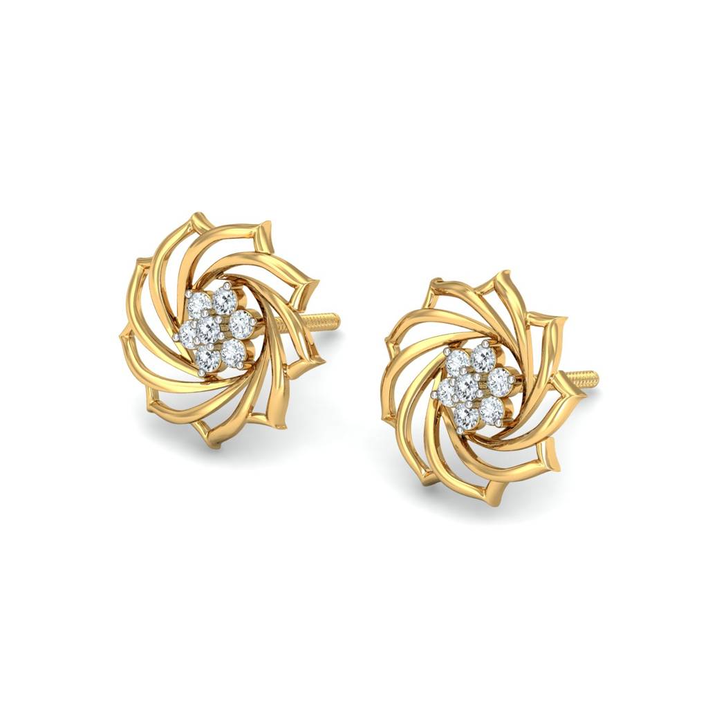 KuberBox 18K Yellow Gold Suzy Motif Stud Earrings