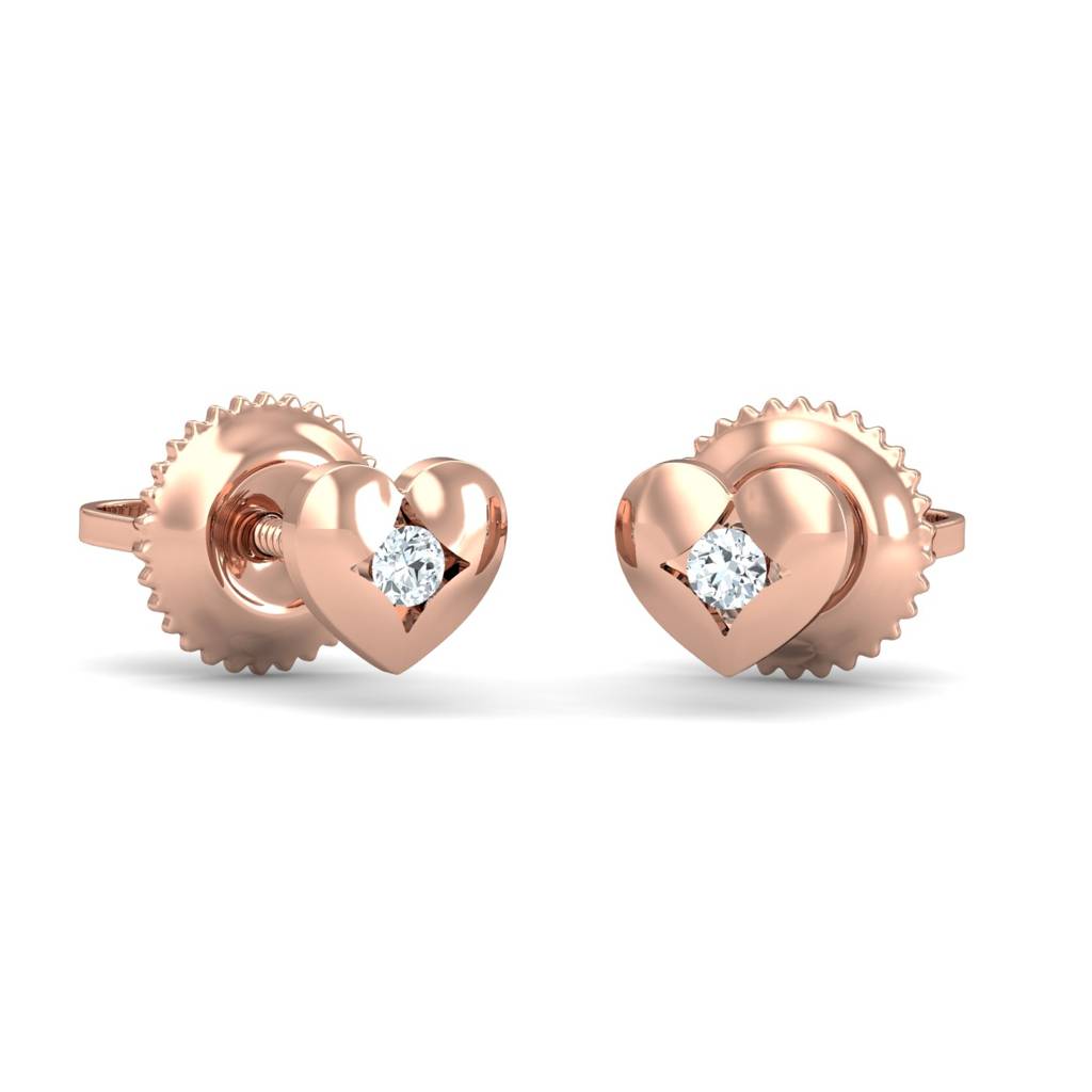 KuberBox 18K Rose Gold Trysty Stud Earrings