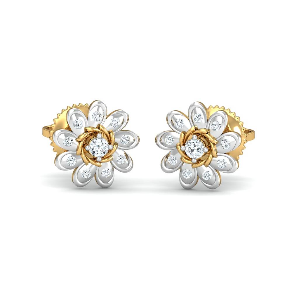 KuberBox 18K Yellow Gold Pushpak Stud Earrings