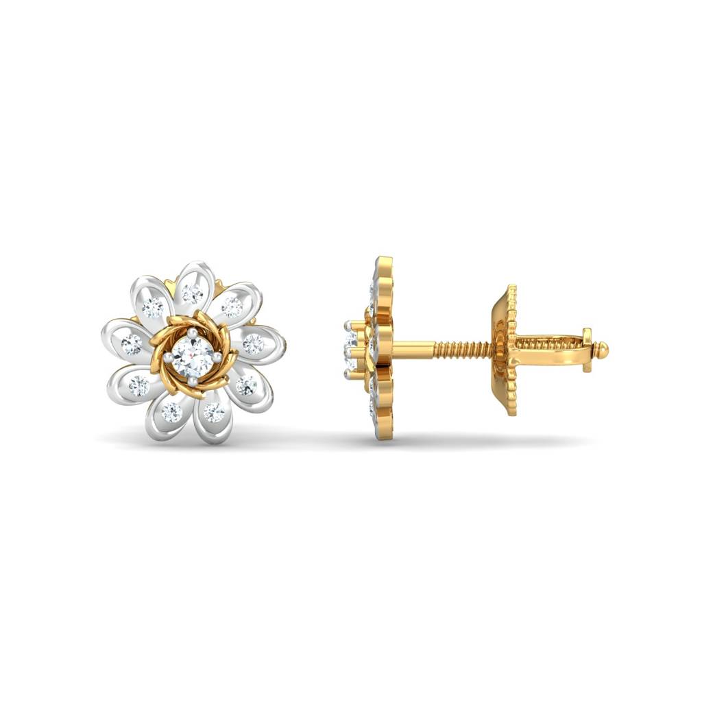 KuberBox 18K Yellow Gold Pushpak Stud Earrings