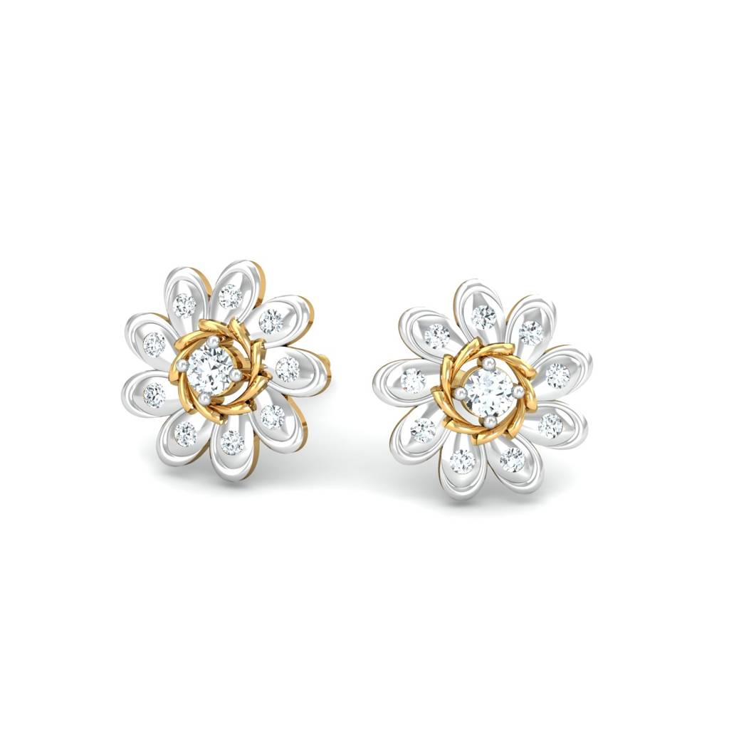 KuberBox 18K Yellow Gold Pushpak Stud Earrings