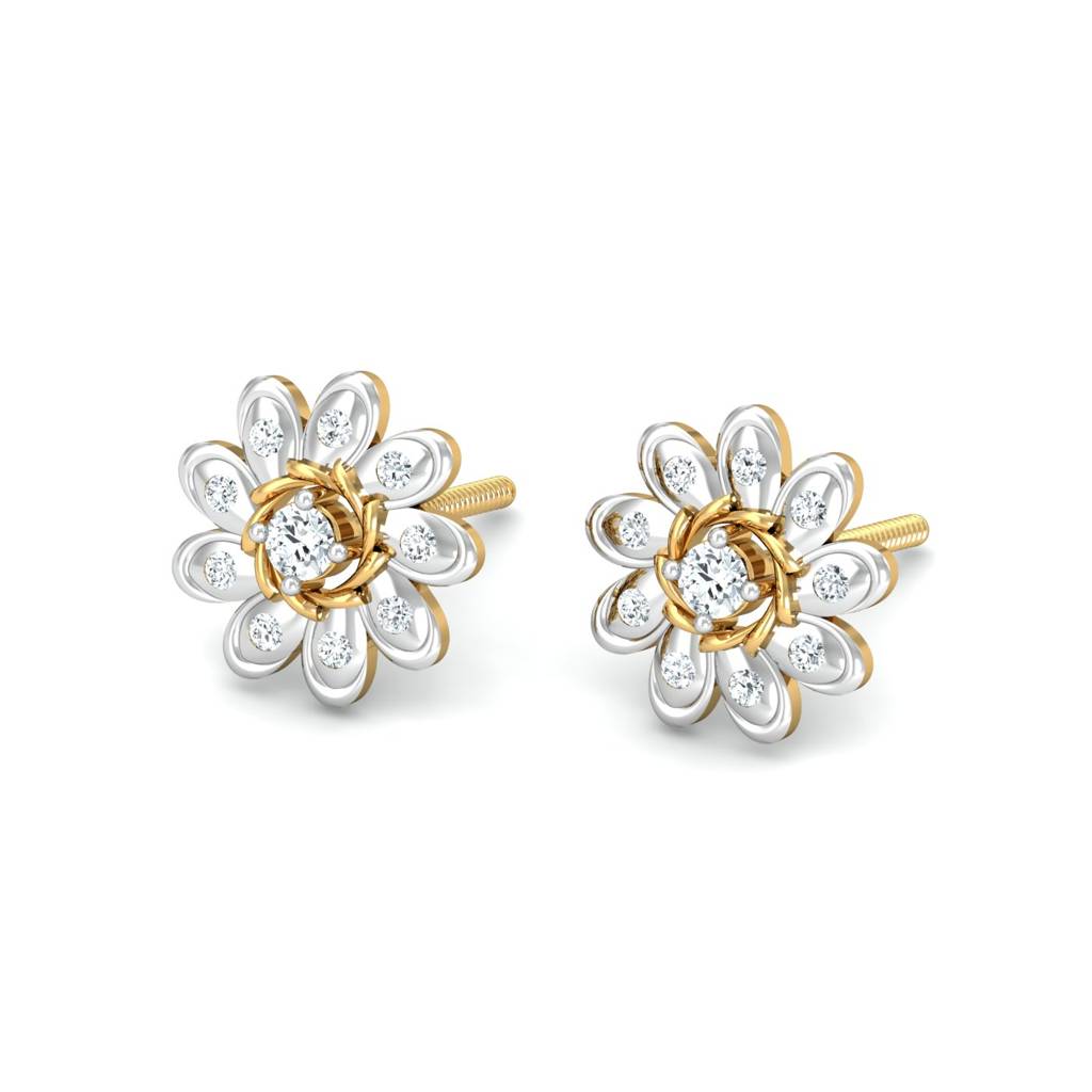 KuberBox 18K Yellow Gold Pushpak Stud Earrings