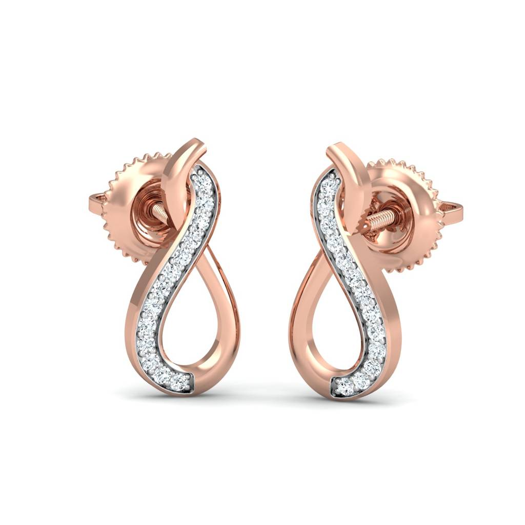 KuberBox 18K Rose Gold Twisty Earrings