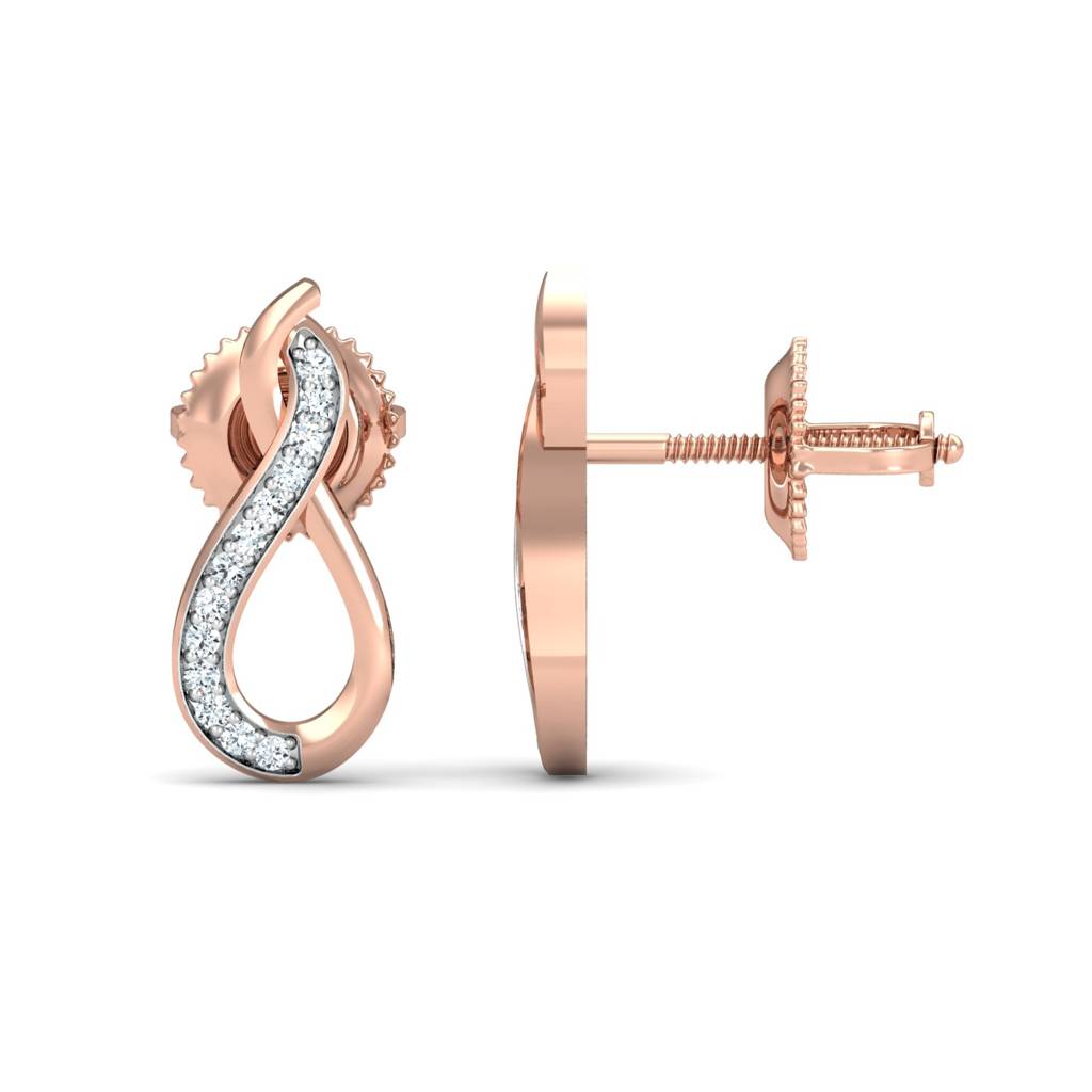 KuberBox 18K Rose Gold Twisty Earrings