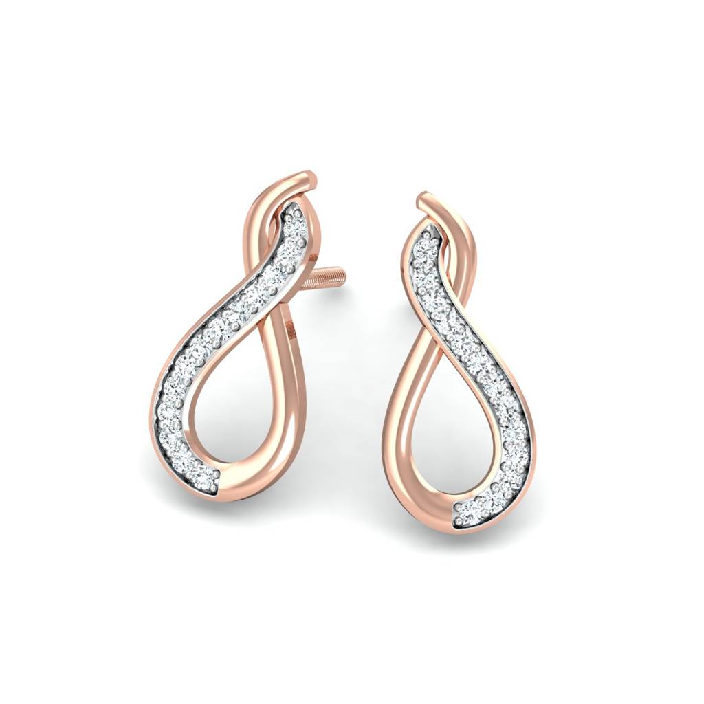 KuberBox 18K Rose Gold Twisty Earrings