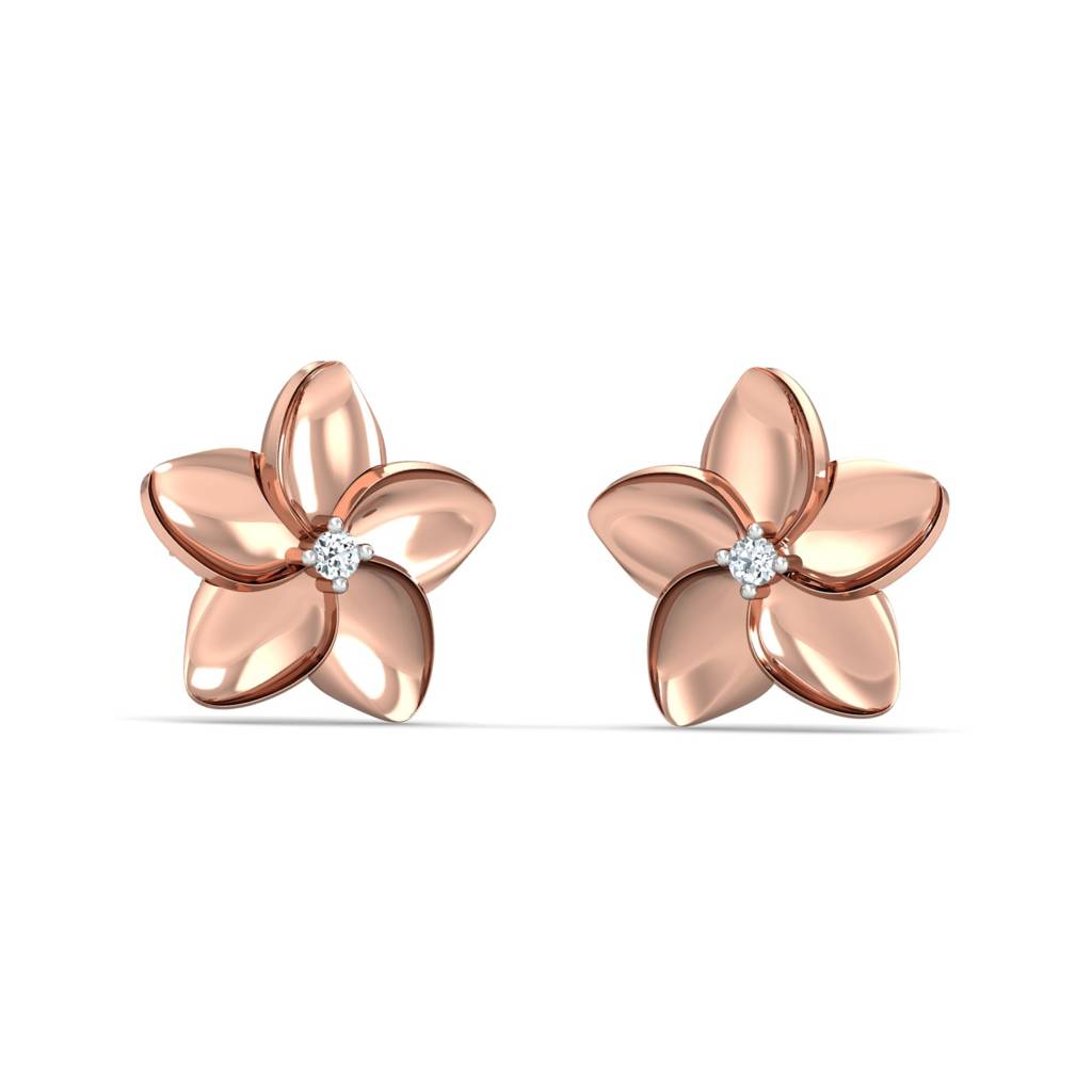 KuberBox 18K Rose Gold Ziris Stud Earrings