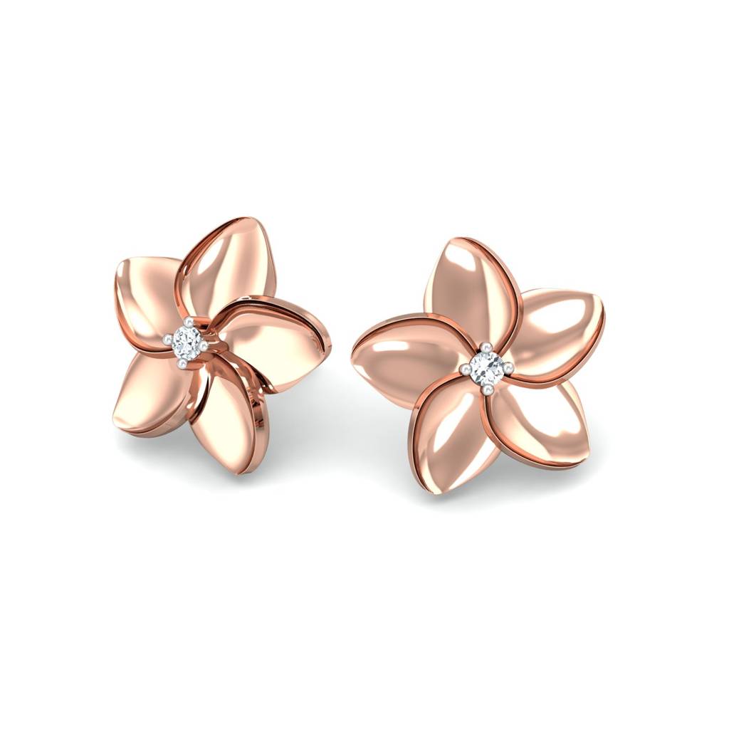 KuberBox 18K Rose Gold Ziris Stud Earrings