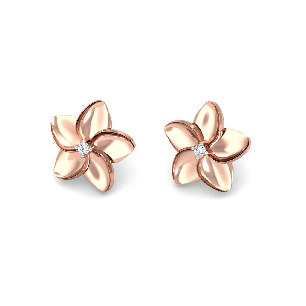 KuberBox 18K Rose Gold Ziris Stud Earrings