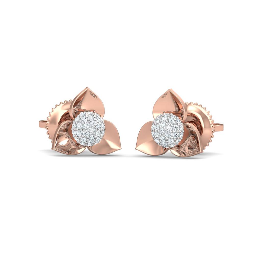 KuberBox 18K Rose Gold Kaash Stud Earrings