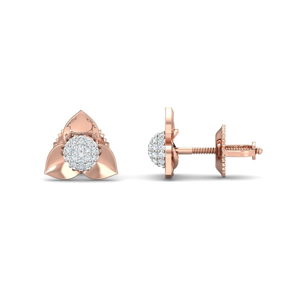 KuberBox 18K Rose Gold Kaash Stud Earrings