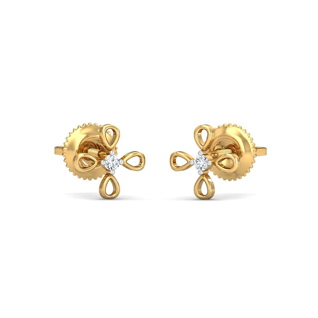 KuberBox 18K Yellow Gold Darshat Stud Earrings