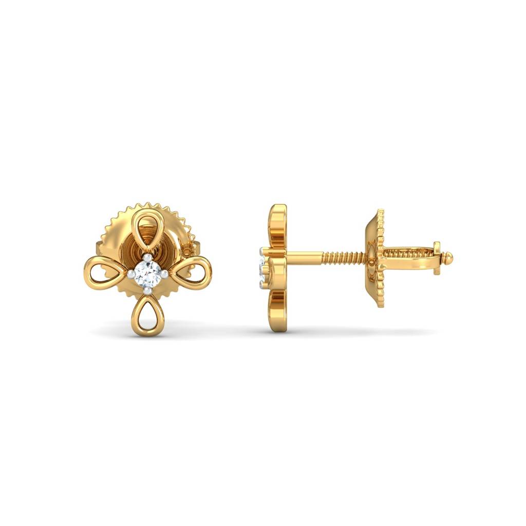 KuberBox 18K Yellow Gold Darshat Stud Earrings