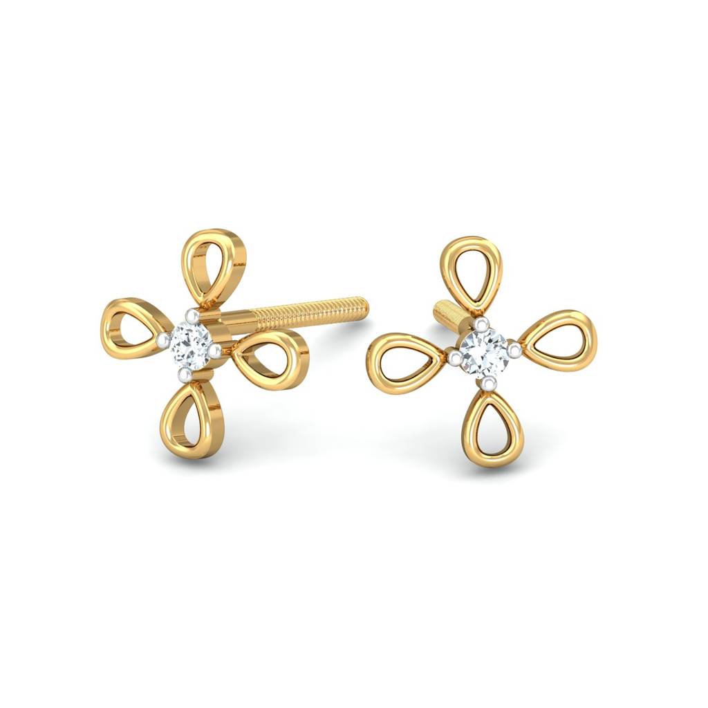 KuberBox 18K Yellow Gold Darshat Stud Earrings