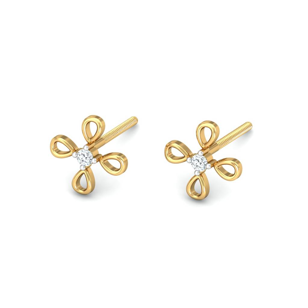 KuberBox 18K Yellow Gold Darshat Stud Earrings