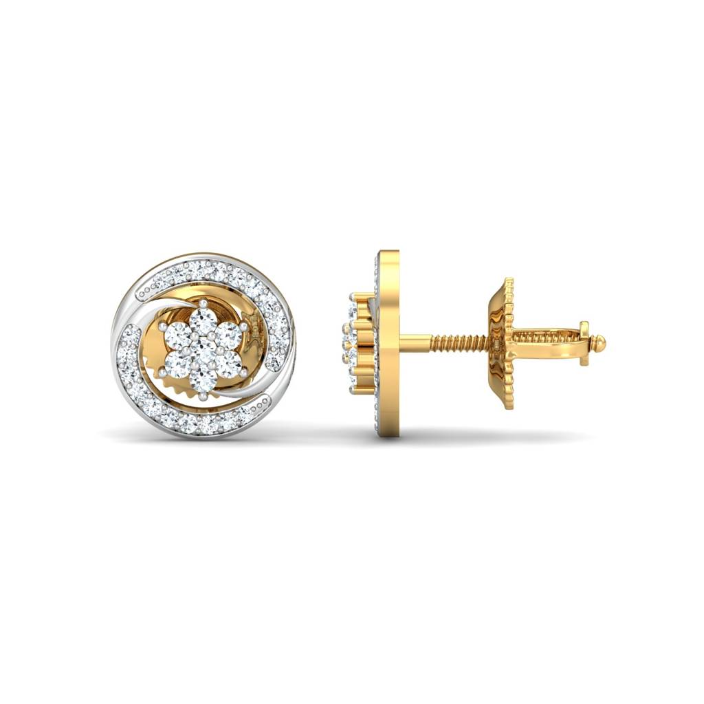 KuberBox 18K Yellow Gold Vartul Stud Earrings