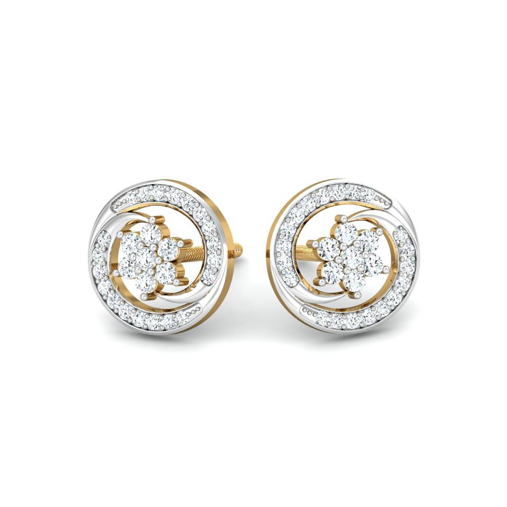 KuberBox 18K Yellow Gold Vartul Stud Earrings