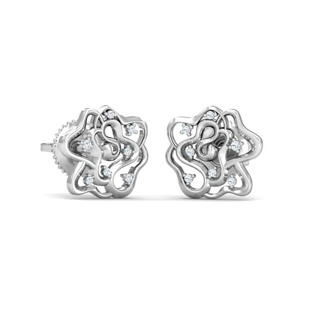 KuberBox 18K White Gold Java Earrings