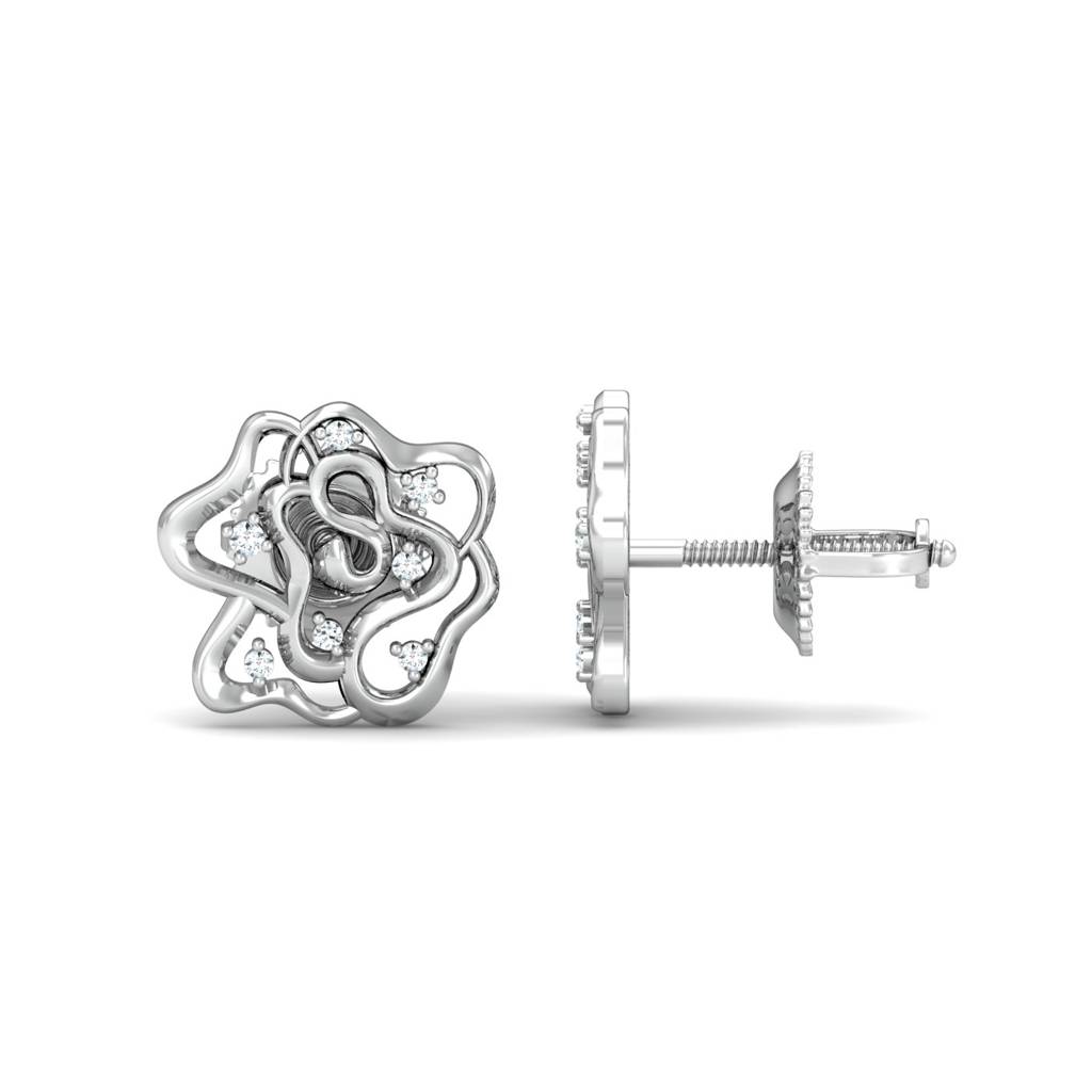 KuberBox 18K White Gold Java Earrings