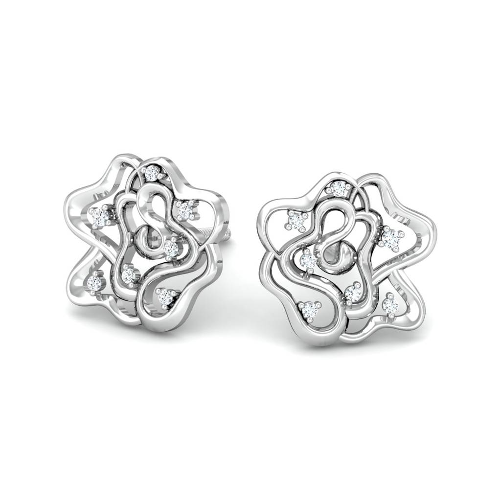 KuberBox 18K White Gold Java Earrings