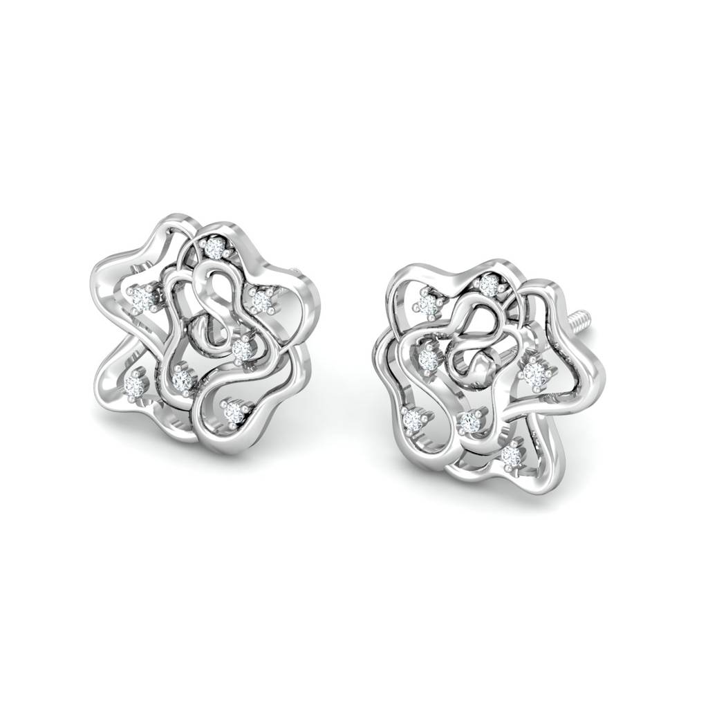 KuberBox 18K White Gold Java Earrings