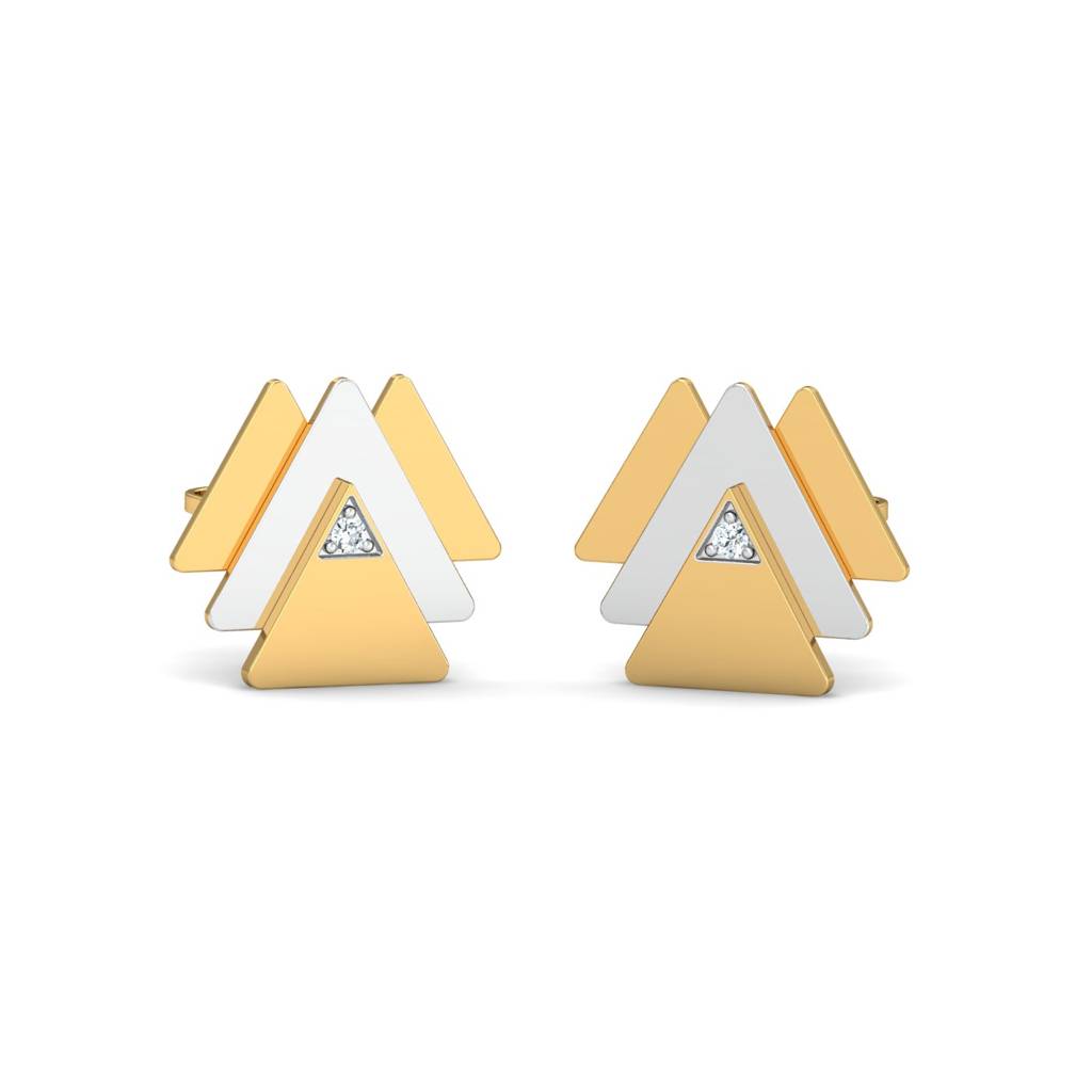 KuberBox 18K Yellow Gold Tipsy Triangle Earrings