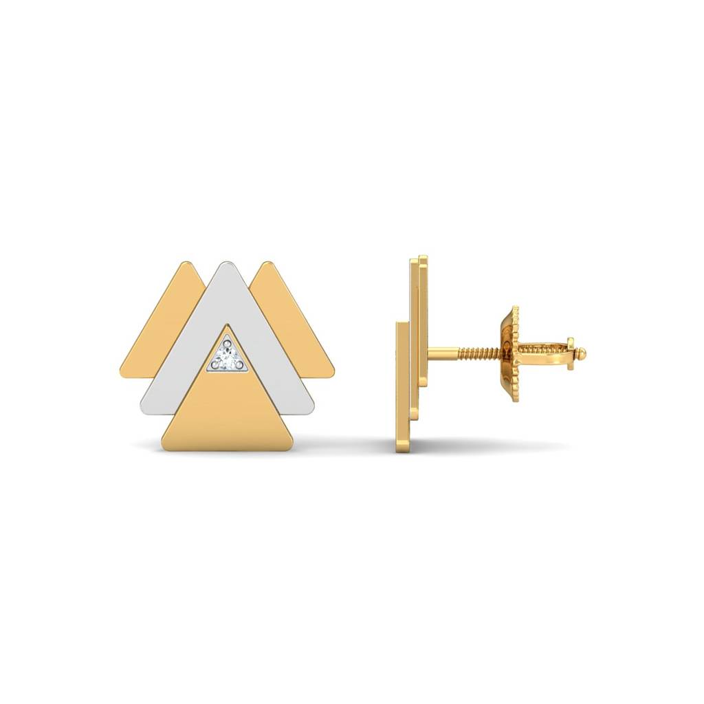 KuberBox 18K Yellow Gold Tipsy Triangle Earrings