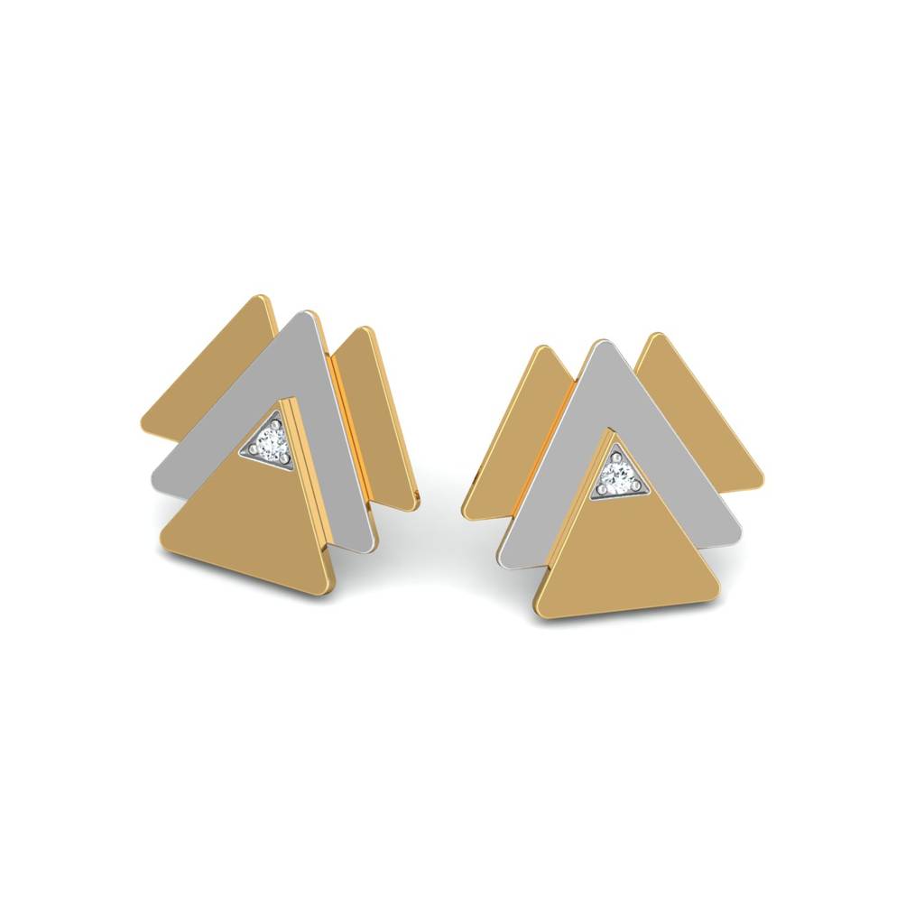 KuberBox 18K Yellow Gold Tipsy Triangle Earrings