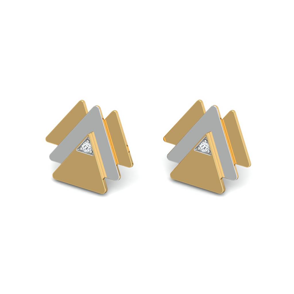 KuberBox 18K Yellow Gold Tipsy Triangle Earrings