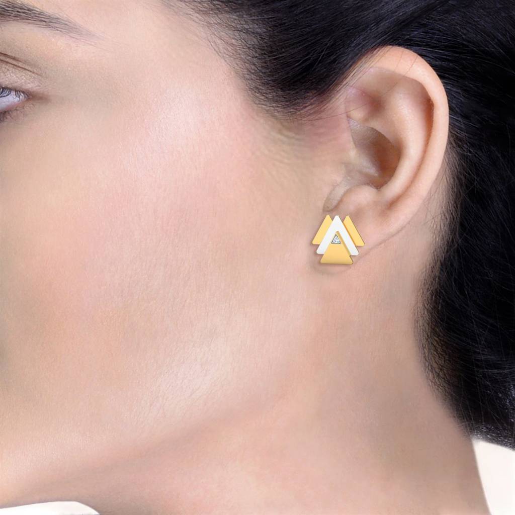 KuberBox 18K Yellow Gold Tipsy Triangle Earrings