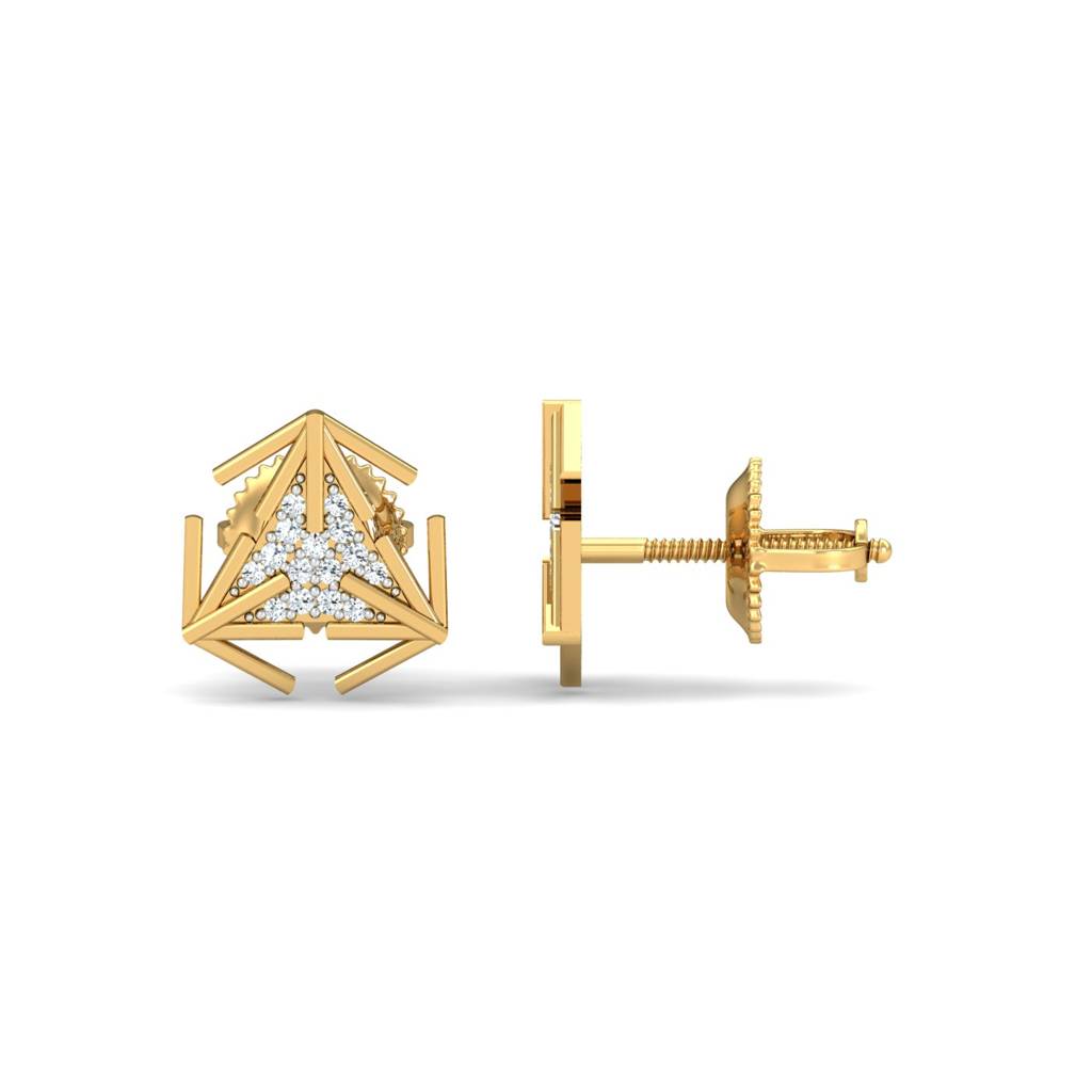 KuberBox 18K Yellow Gold Tri Arrow Earrings