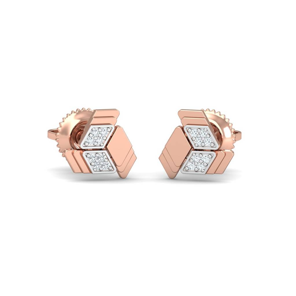 KuberBox 18K Rose Gold Ramy Rhombus Earrings