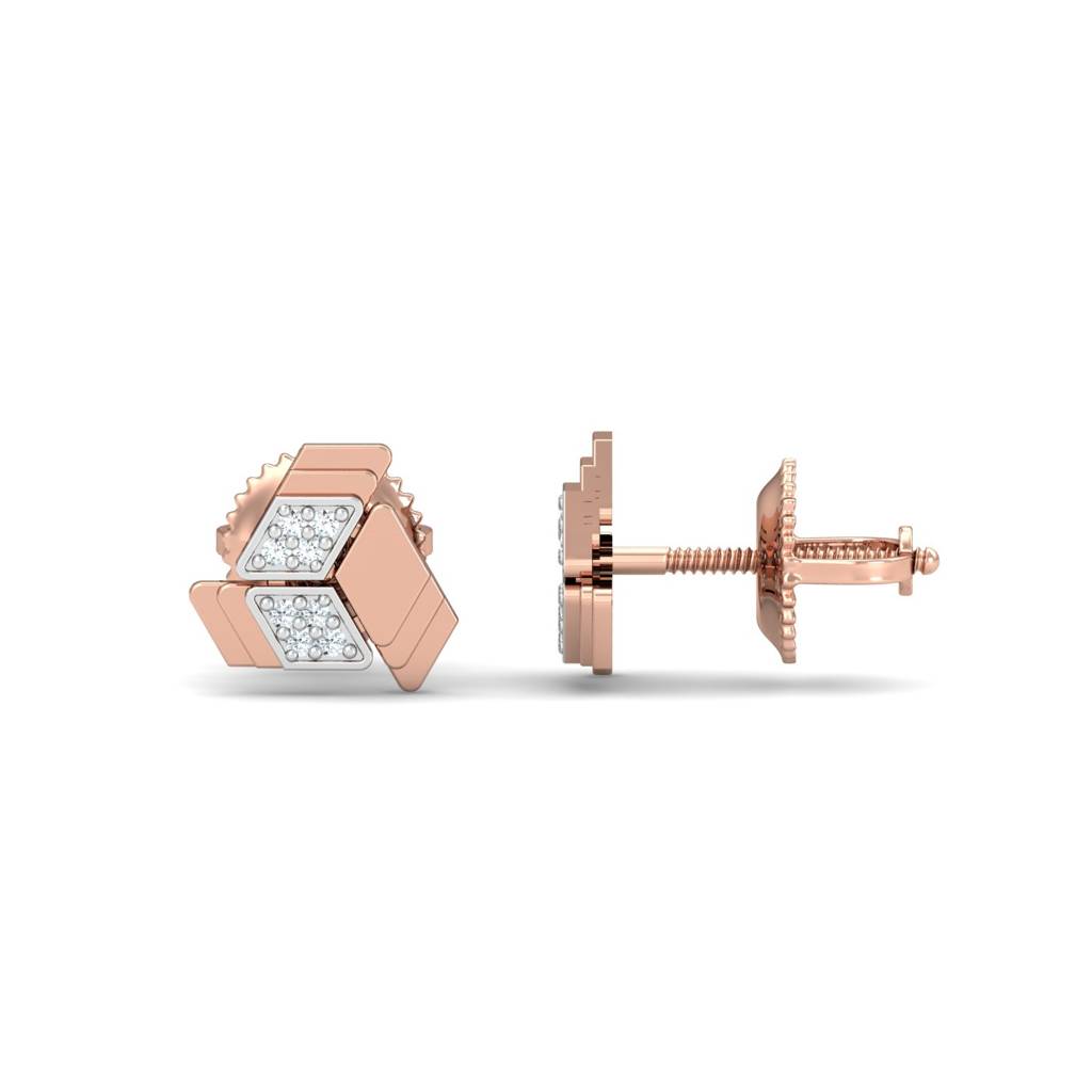 KuberBox 18K Rose Gold Ramy Rhombus Earrings