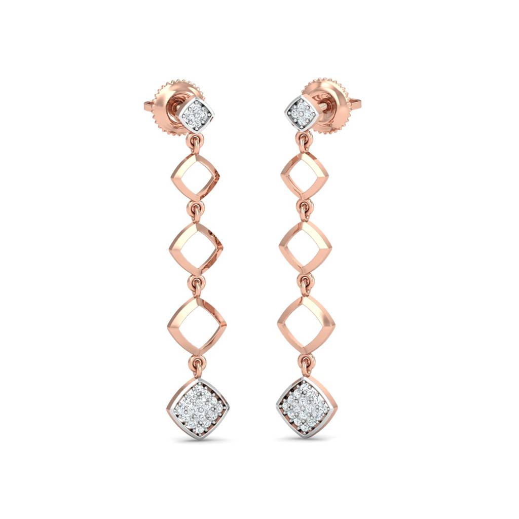 KuberBox 18K Rose Gold Koshta Drop Earrings