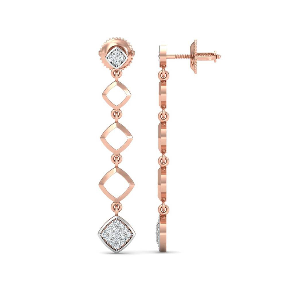 KuberBox 18K Rose Gold Koshta Drop Earrings