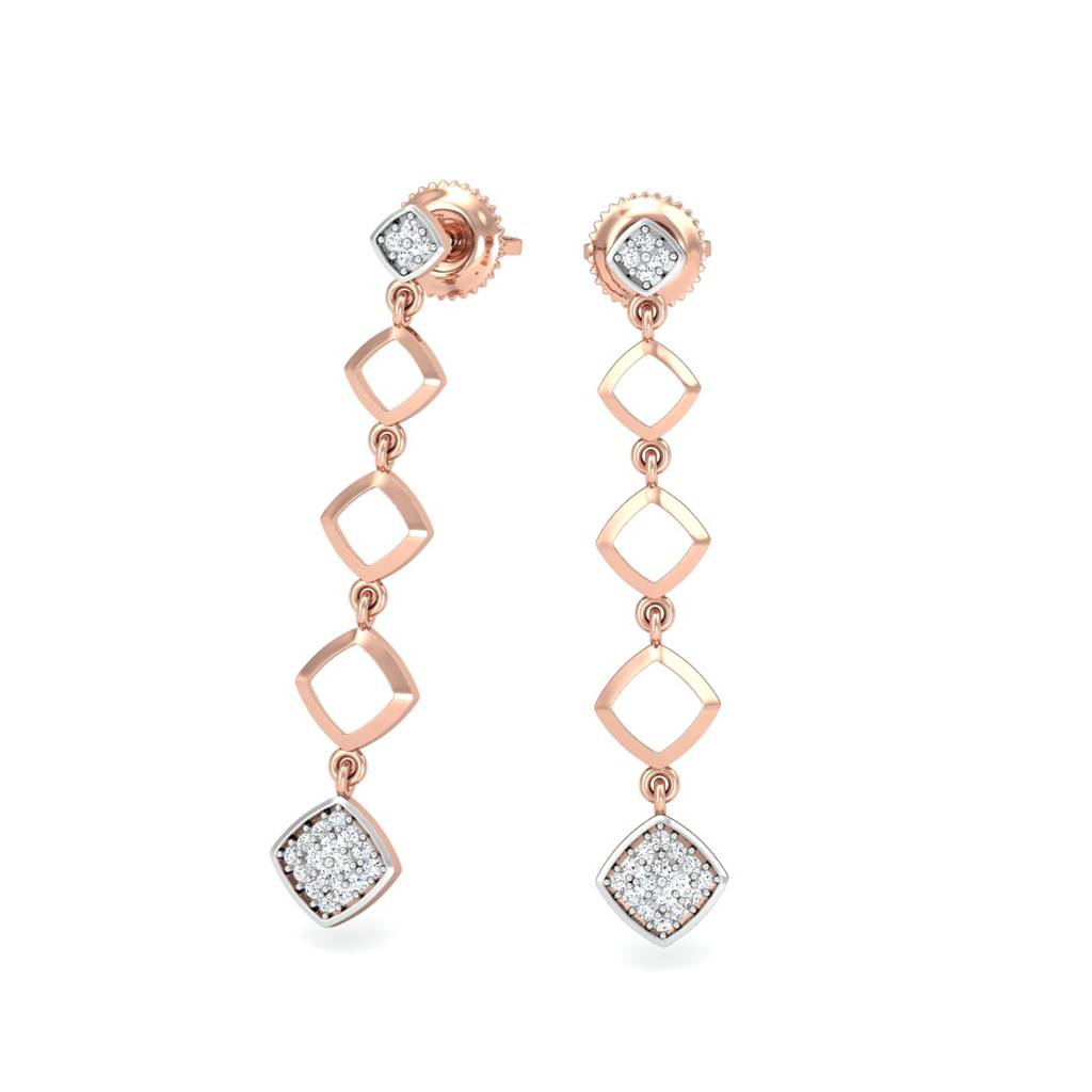 KuberBox 18K Rose Gold Koshta Drop Earrings