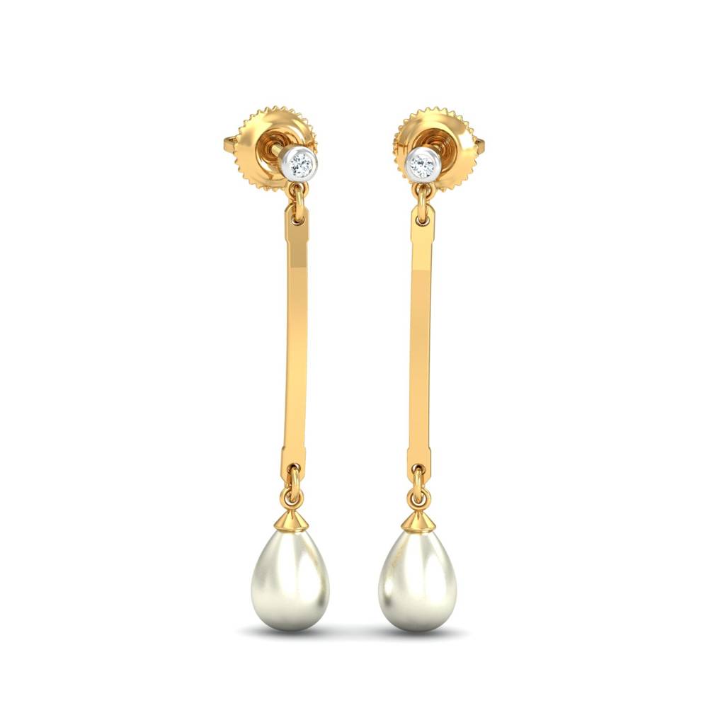 KuberBox 18K Yellow Gold Mauktik Pearl Drop Earrings